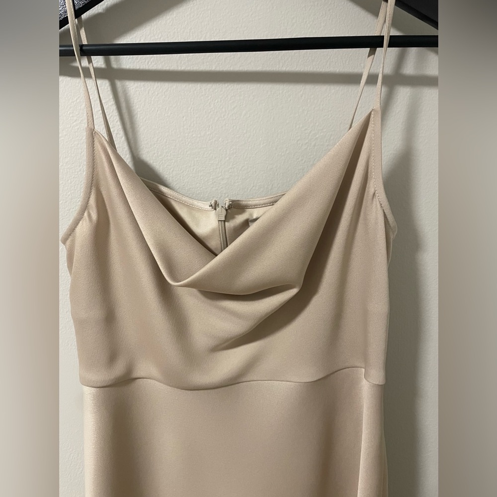 BHLDN Cali Satin Charmeuse Midi Dress in color Champagne - Picture 4 of 9